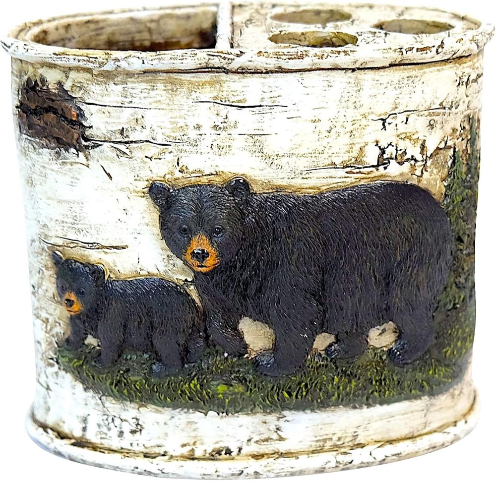 Ever Bla Bear Toothbrush Holder - Rustic Cabin Bathroom
