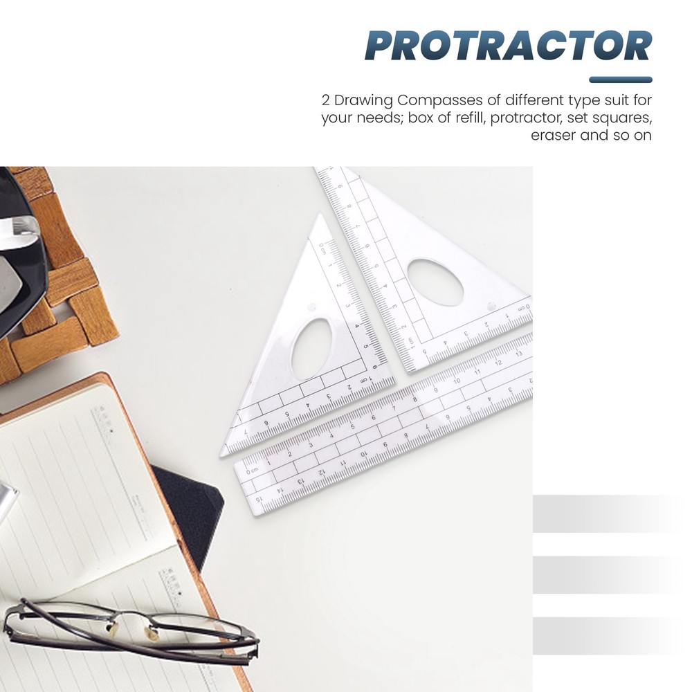 Geometry Set 10Pcs School Maths Protractor Set Rulers for Student Maths1729