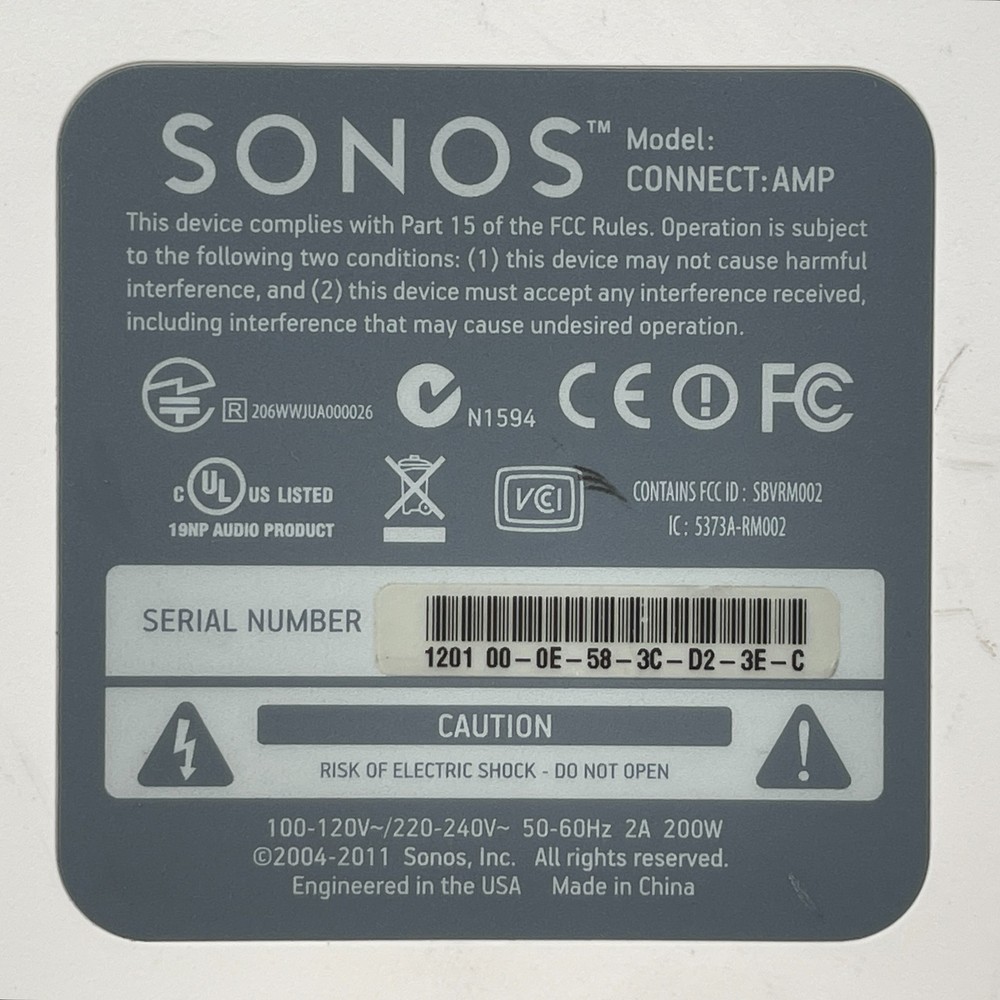 Sonos Connect Amp Wireless Bluetooth Alexa-Enabled Music Streaming Amplifier
