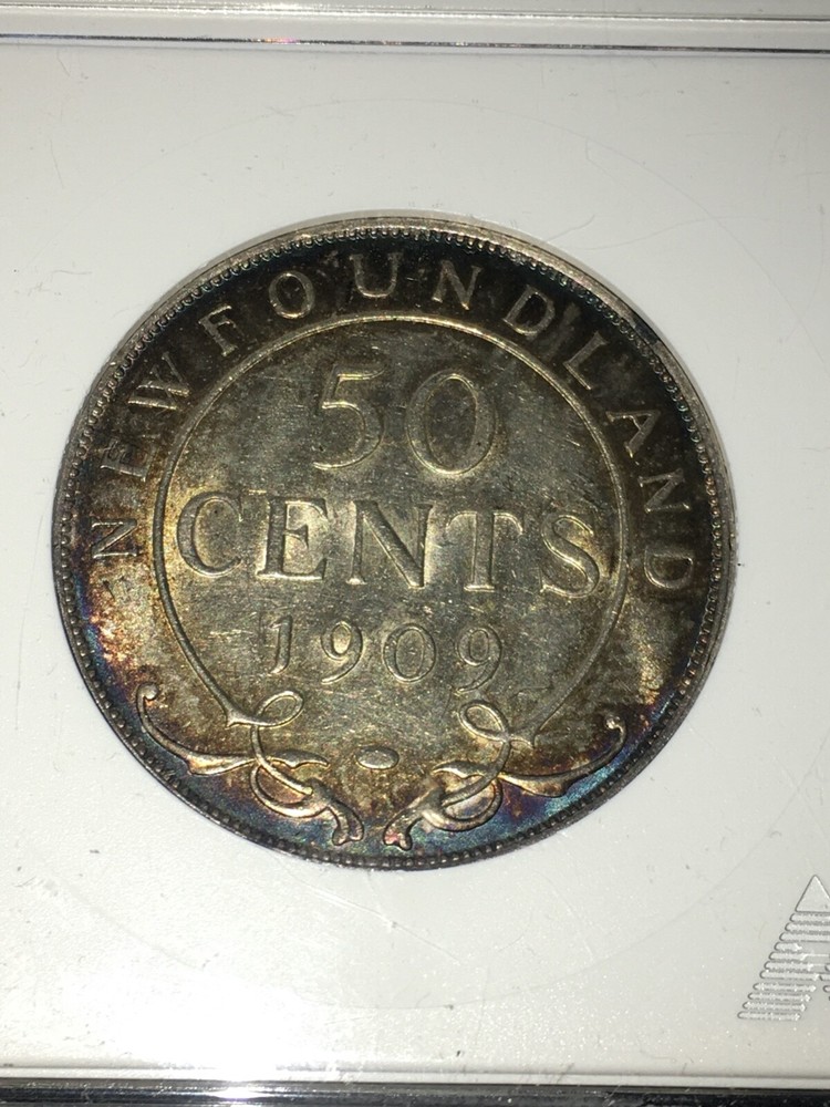 1909 ANACS Graded, Newfoundland ¢50 Cent, **MS-61**