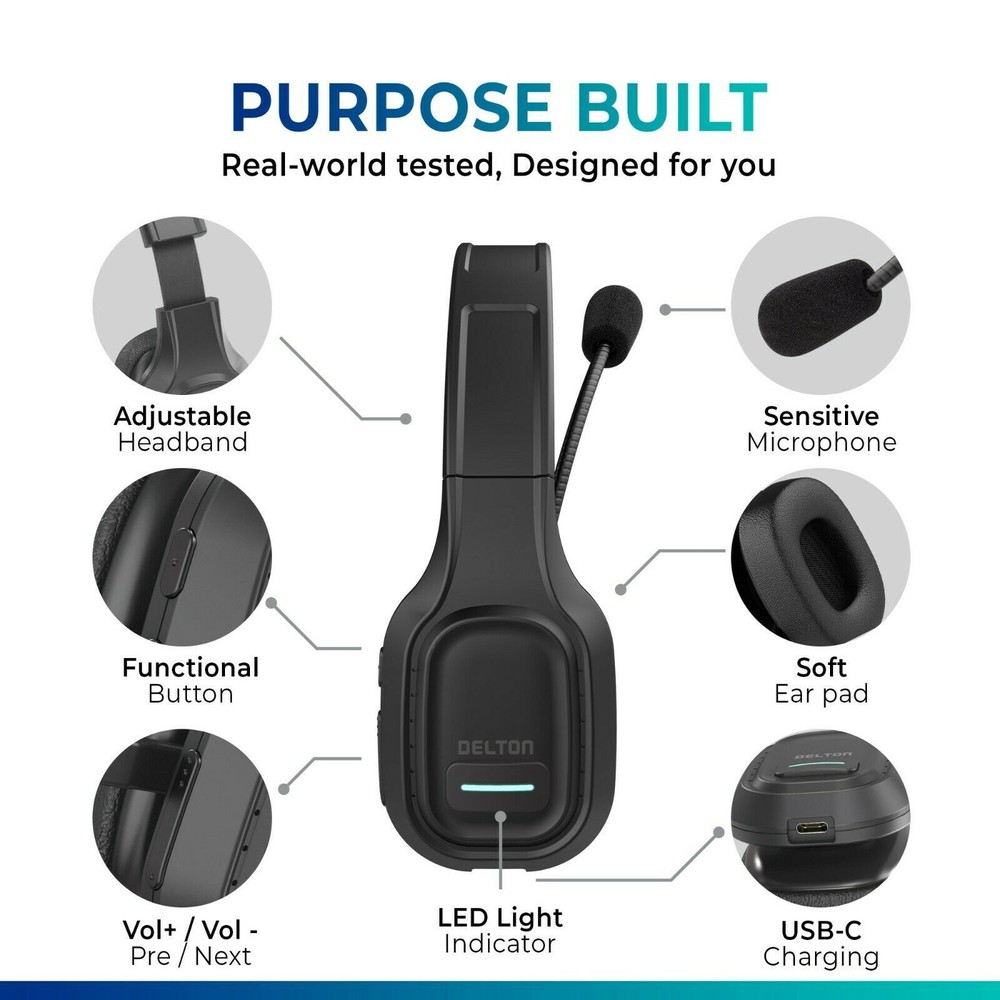 Delton Professional Wireless Computer Headset with Mic