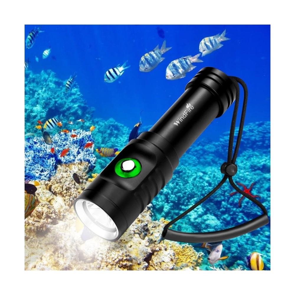 WINDFIRE 5000 Lumen Scuba Diving Flashlight Dive Torch Snorkeling Light Recha...