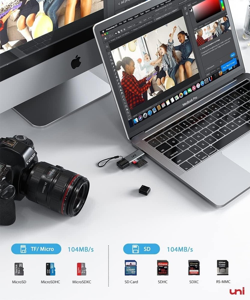 uni USB 3.0/USB C to Micro SD Memory Card Adapter for SD/Micro SD/SDHC/SDXC/MMC