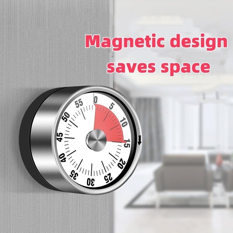 Versatile Magnetic Kitchen Timer - 60-Minute Countdown Stainless Steel Design