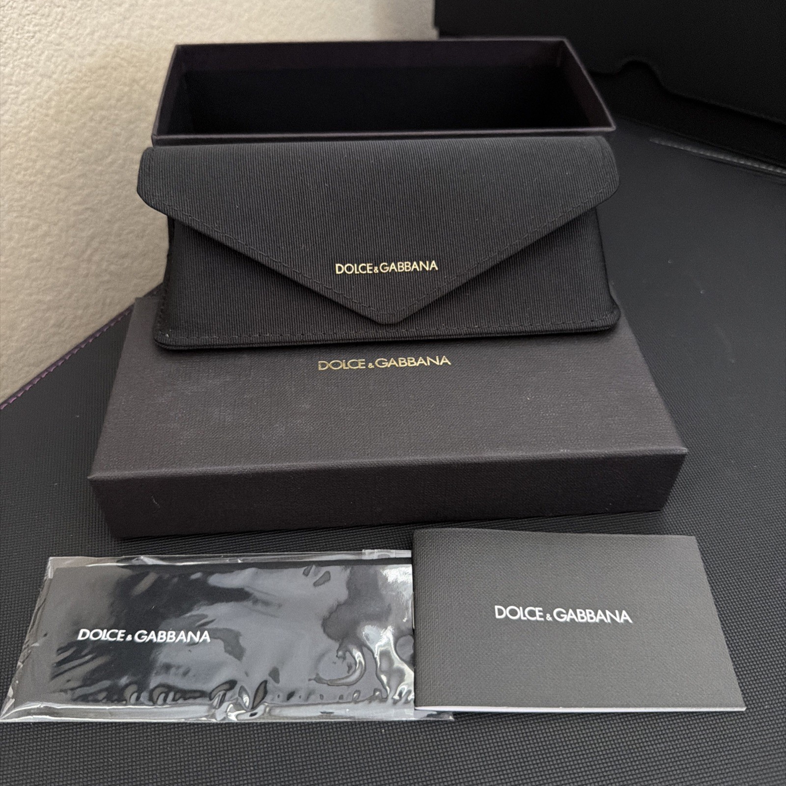 NEW DOLCE & GABBANA BLACK AUTHENTIC EYEGLASSES SUNGLASSES CASE W/CLOTH