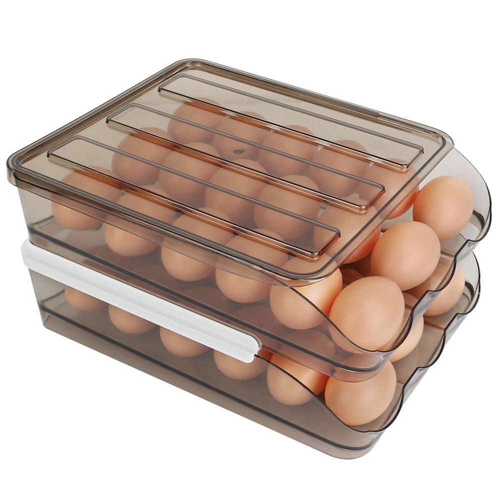Auto Rolling Egg Holder Storage Box for Refrigerator Egg Tray Fridge Container