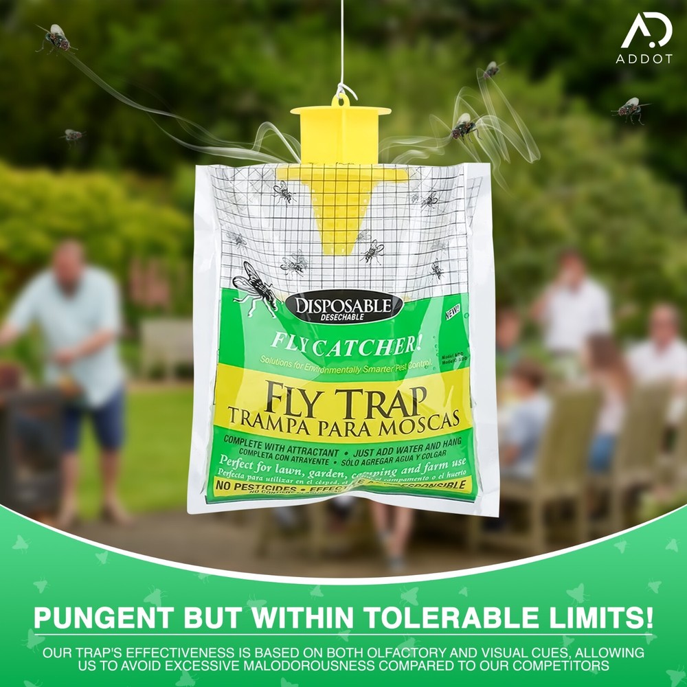 10 Pack Outdoor Hanging Fly Traps - Disposable, Effective Bug Control