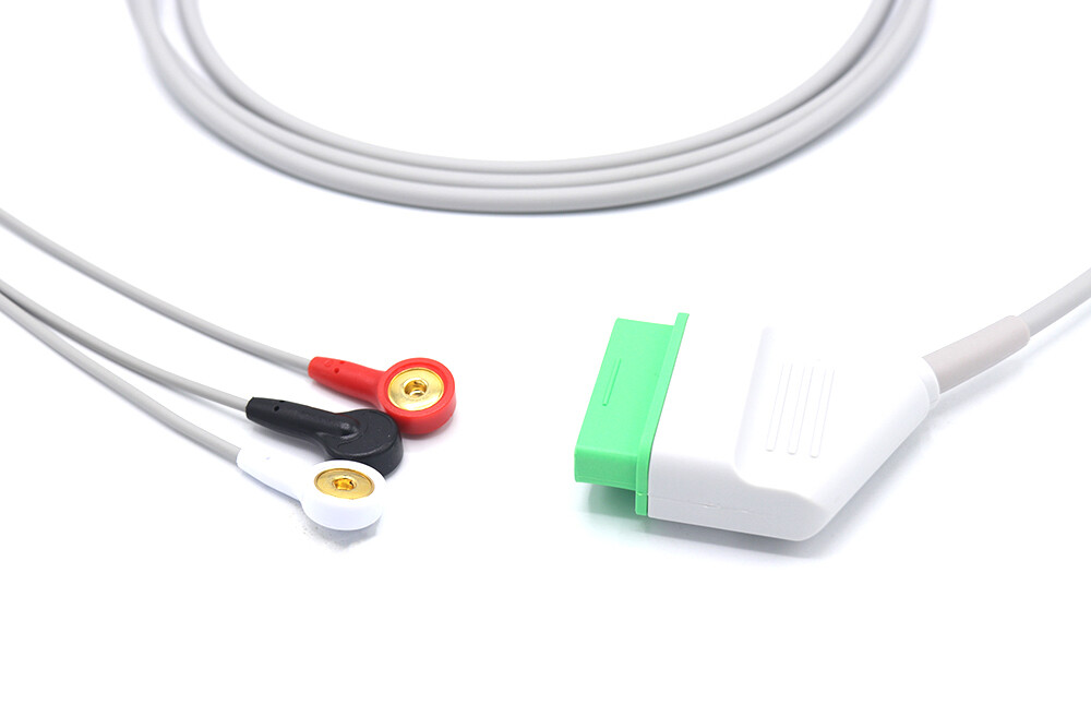 Nihon Kohden ECG Cable 3 Leads Snap Compatible - Same Day Shipping