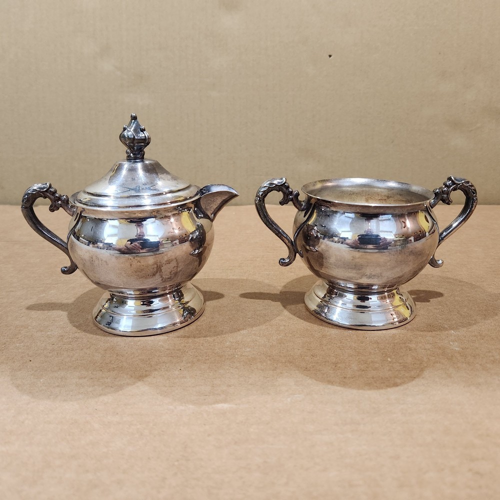 Vintage Silver Plated Sugar Bowl & Creamer Set