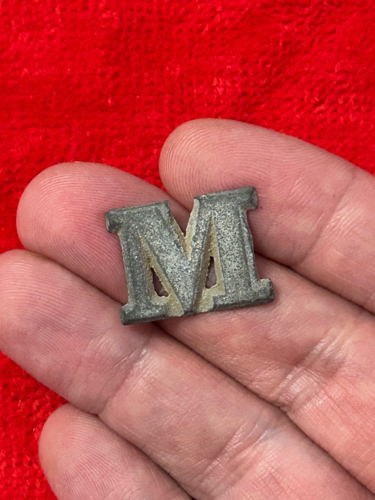 Dug Relic Civil War Hat Letter M---Beautiful Piece and Very Rare!