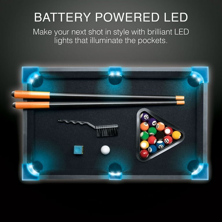 Cipton LED Light Up Mini Billiards Set - Compact Indoor/Outdoor Pool Table with