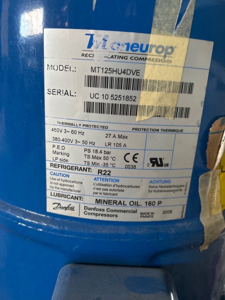 Danfoss comercial compressor model: MT125HU4DVE