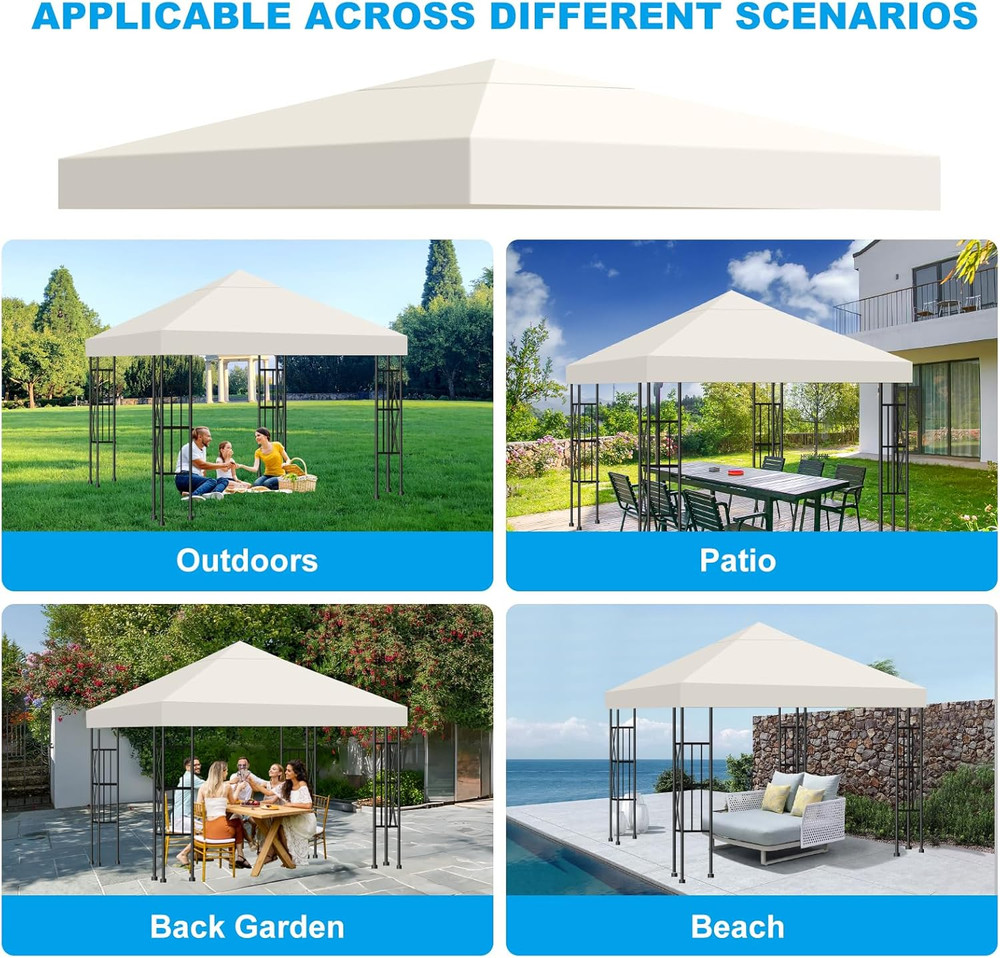 10X10 Gazebo Canopy Replacement Top, 300D High-Density Waterproof Single Layer G