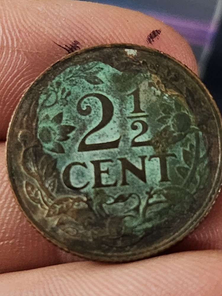 1915 Netherlands 2-1/2 Cent Coin