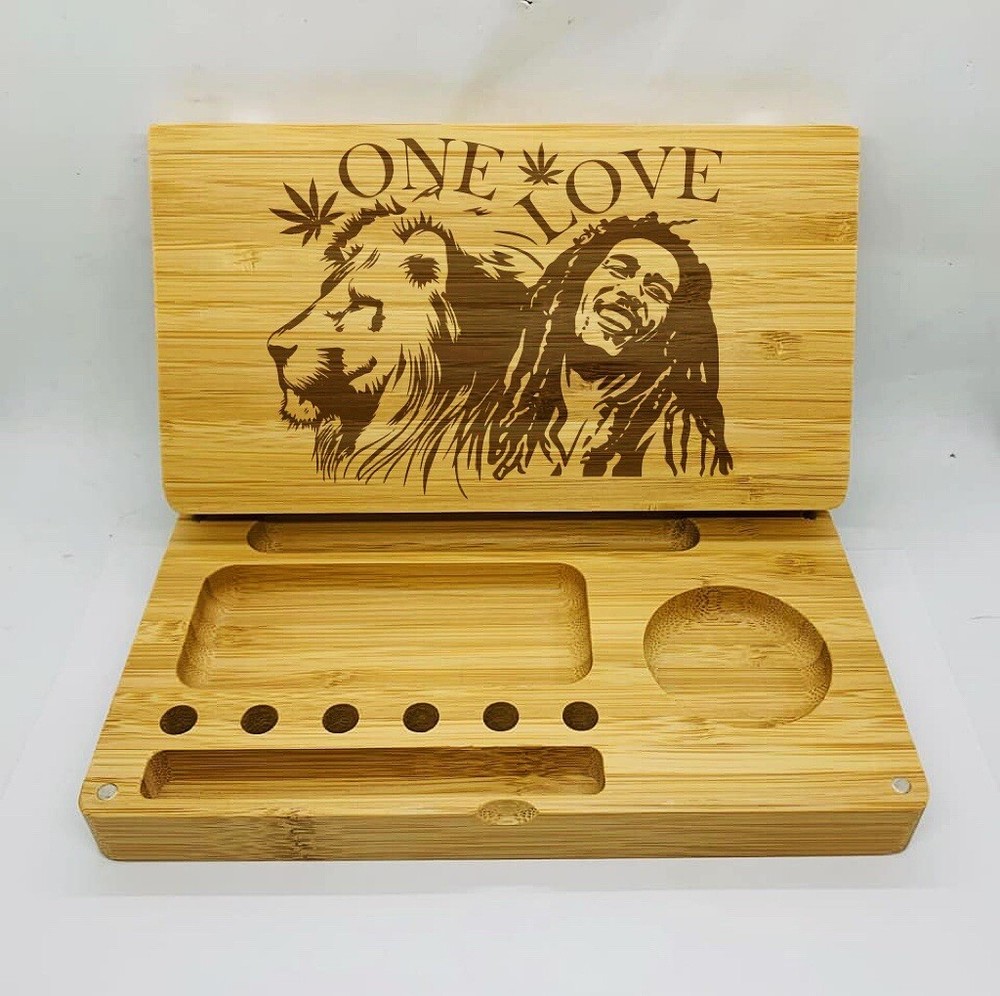 Bob marley laser engraved magnet back flip style rolling tray Christmas gift
