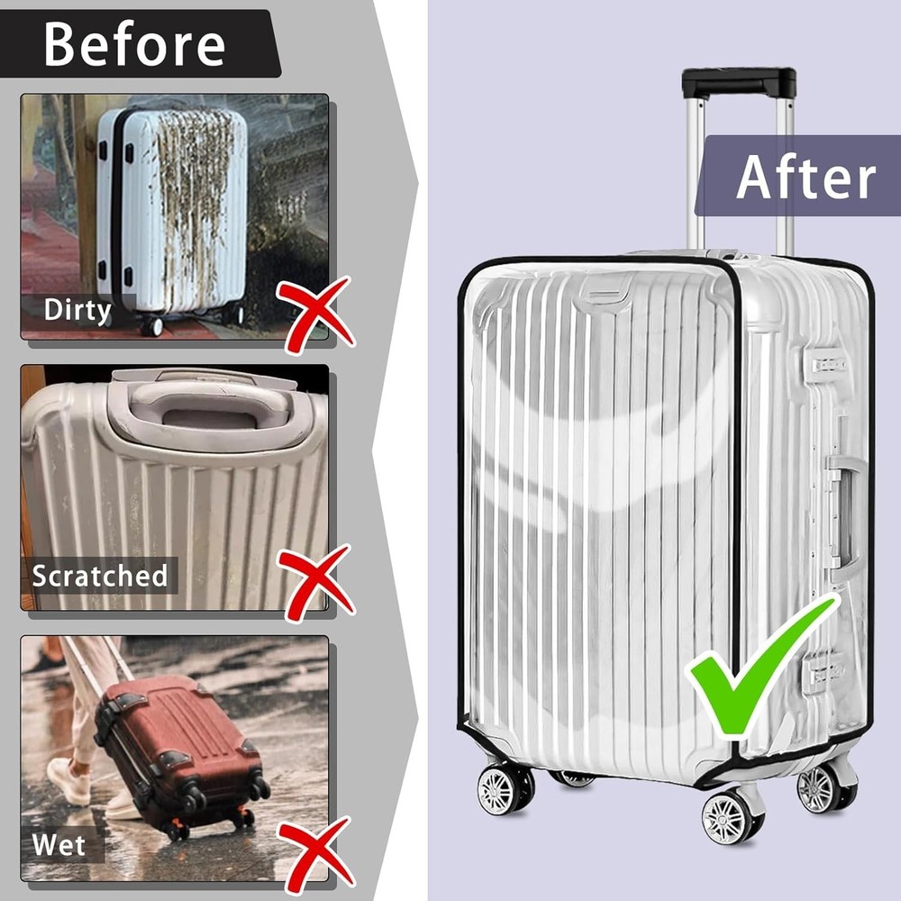 Water-Resistant 30'' Suitcase Protector - Clear PVC Cover with Adjustable Strap