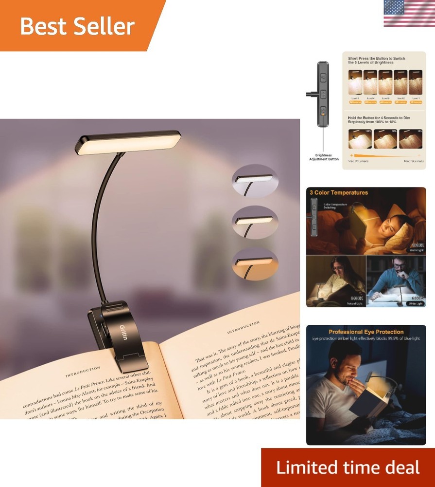 19 LED Rechargeable Book Light for Reading in Bed with Memory Function- Eye C...