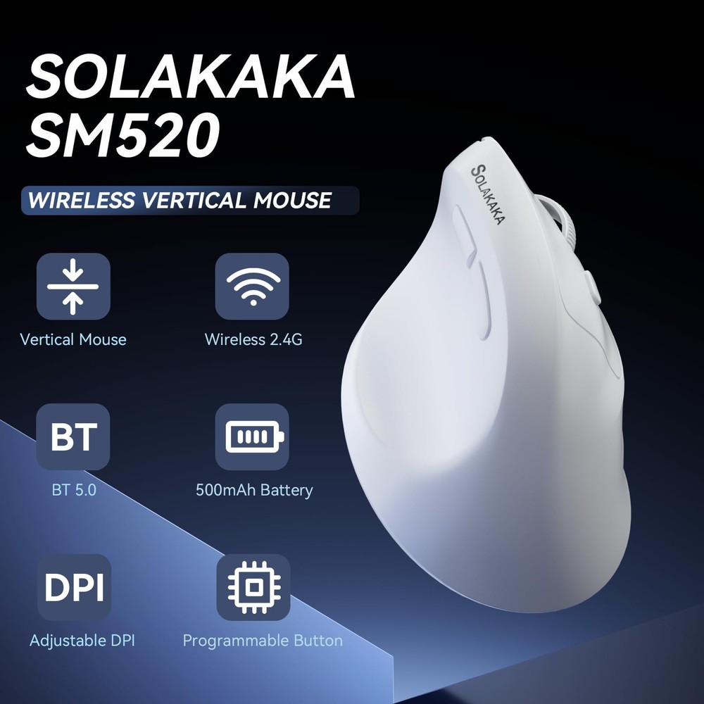 SM520 Ergonomic Mouse with 24000 DPI, Vertical Mouse with Programmable Side B...