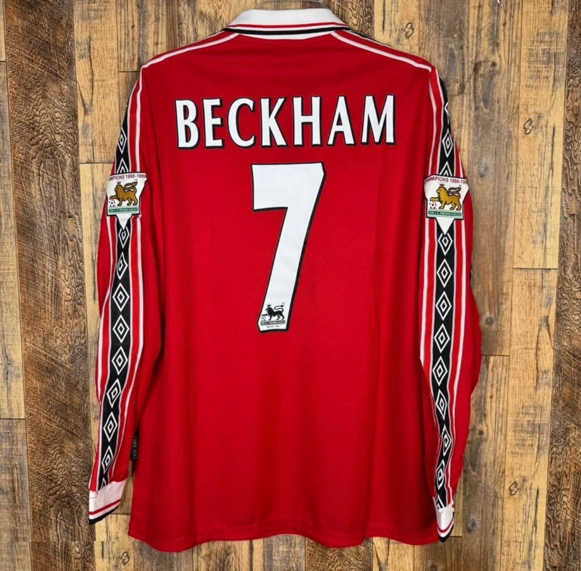 Manchester United 1999-00 Home Men’s XL Football Jersey BECKHAM #7