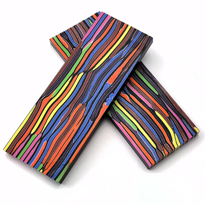 2 Pieces Rainbow G10 Composite Knife Handle Scales Blanks Damascus Pattern