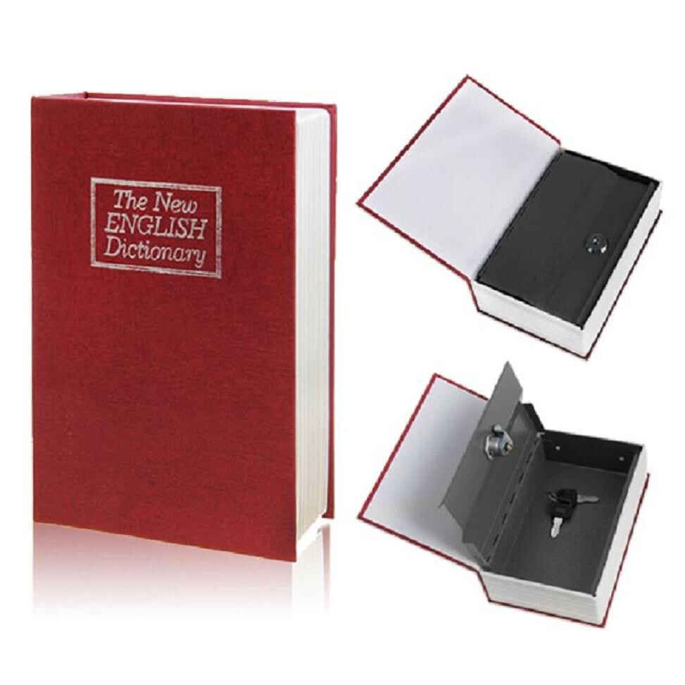 Dictionary Book Safe with Key Lock – Hidden Security Box – Large Red