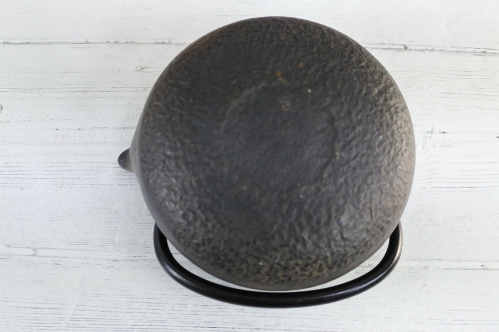 Small Cast Iron Embossed Flower Enamelized Interior Teapot with Strainer