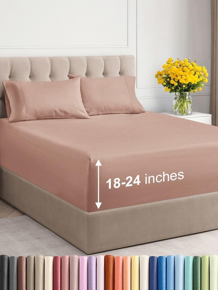 Extra Deep Pocket Queen Sheets - 4 Piece Breathable & Cooling Bed Sheets - Hotel