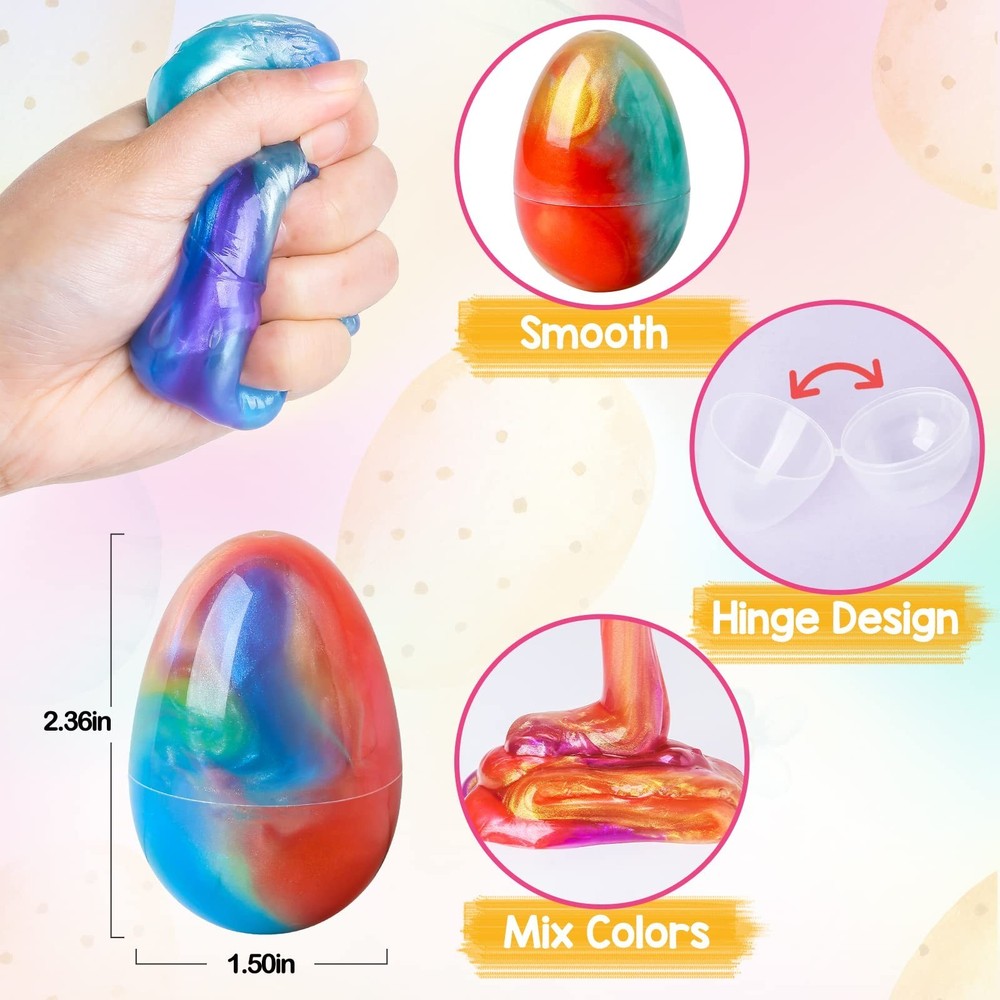 Prefilled Easter Eggs with Slime for Easter Basket Stuffers, Stress Relief Sl...