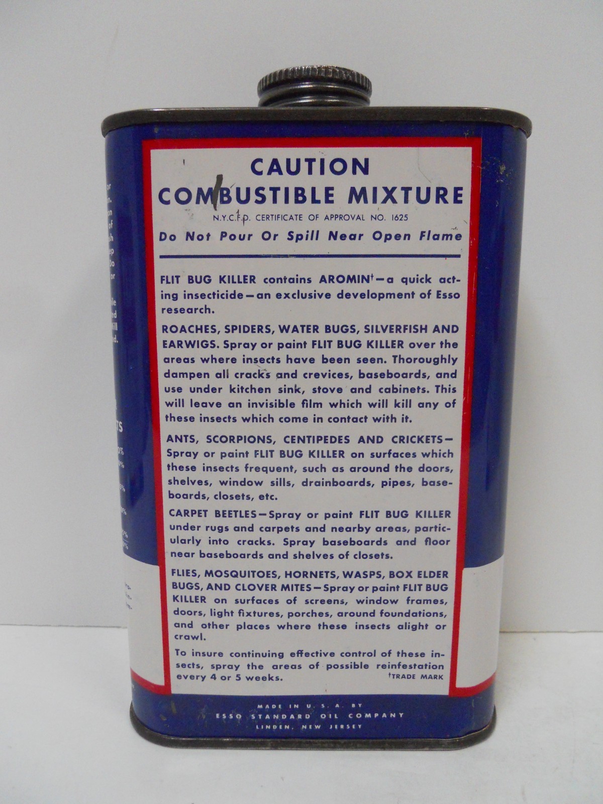 Vintage Set of (4) Different ESSO FLIT 1 Pint Cans Empty and for Display Only