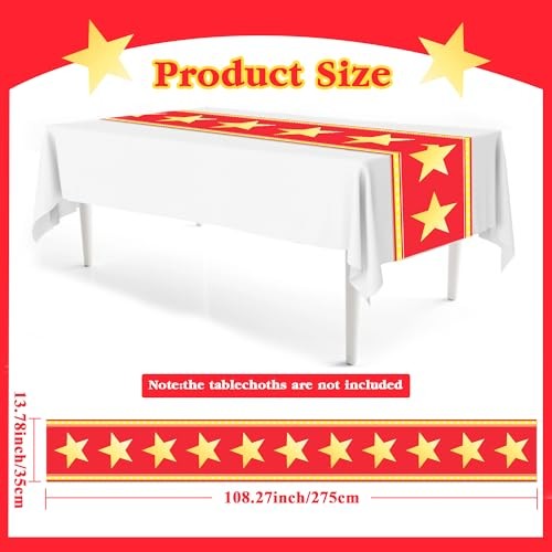 6 Pcs Movie Night Table Runner Movie Night Supplies Red Carpet Gold Star
