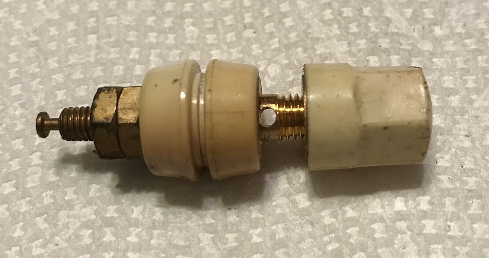 White Panel Mount Binding Post, Gold Plated Contacts