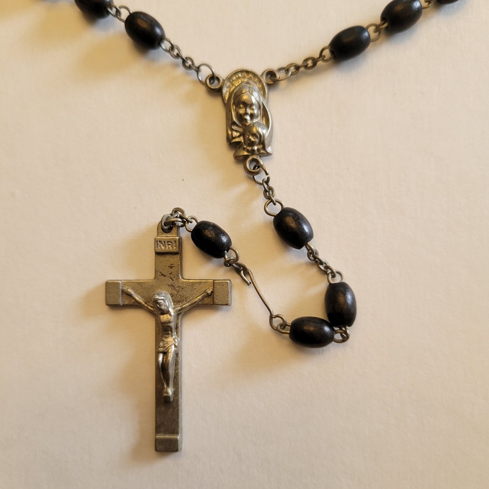 Vintage Black and Silvertone Rosary Older Rosary