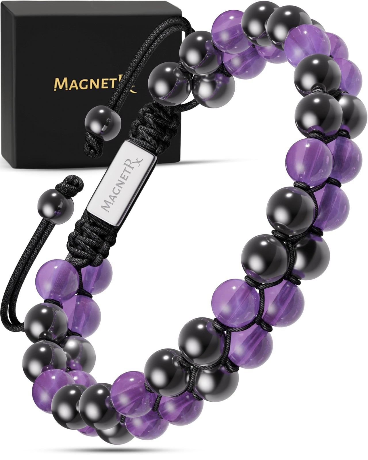 MagnetRX® Hematite Magnetic Bracelet - MAX Strength Natural Stones - Beaded