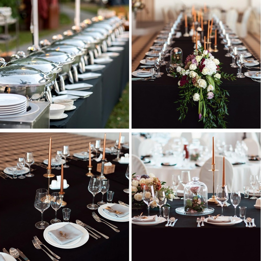 Rectangular Tablecloths 90x132 Inch 2 Pack Black Polyester Table Cloths for D...