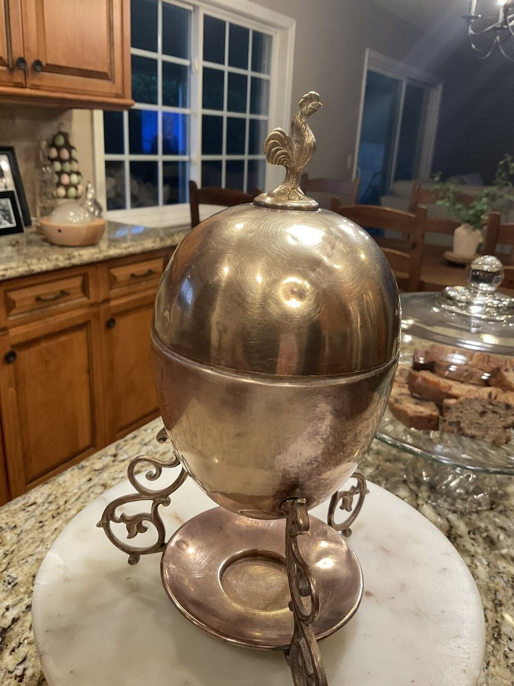 Antique Copper Egg Coddler Rooster Finial