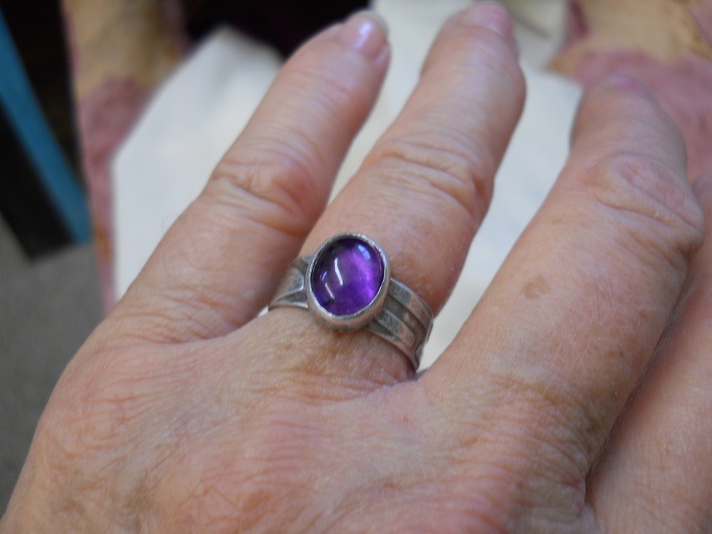 Dragonfly Amethyst Sterling Ring Size 7