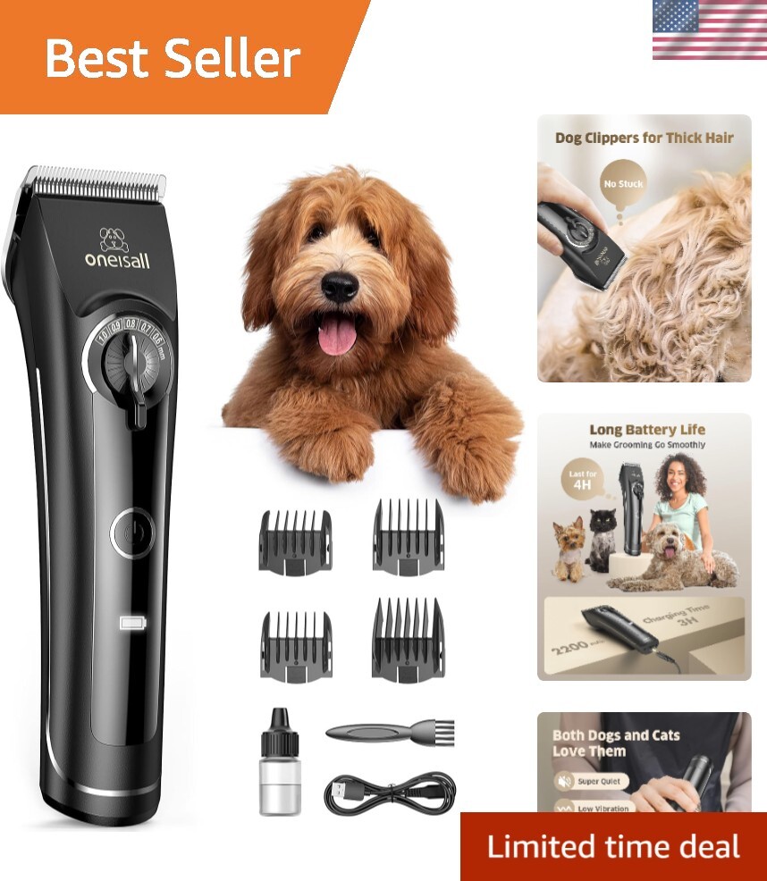 Dog Clippers for Grooming Doodles Poodles Thick Curly Hair,Low Noise Heavy Du...