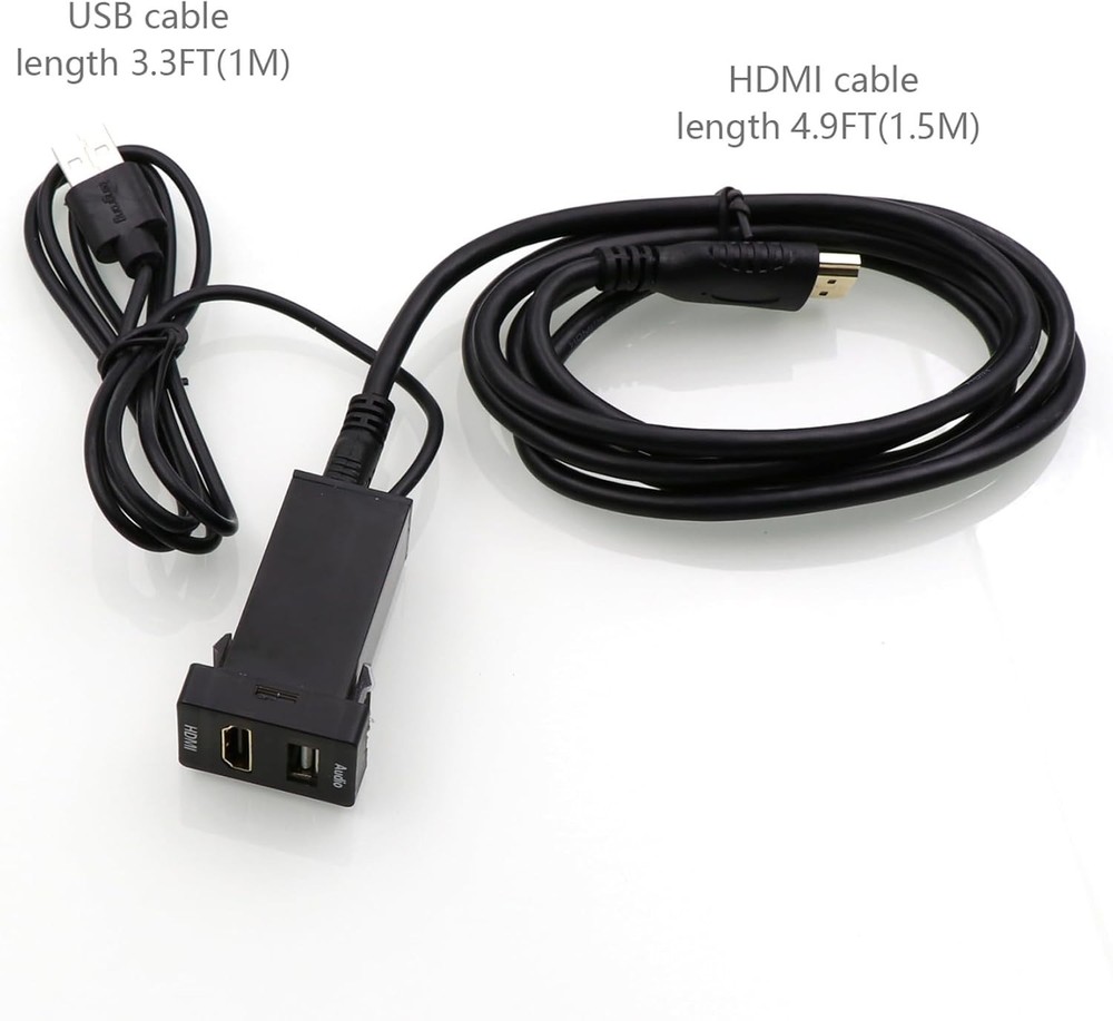 HDMI Socket Mount Cable & USB Audio Input Relay for Toyota - Type A, High Qualit