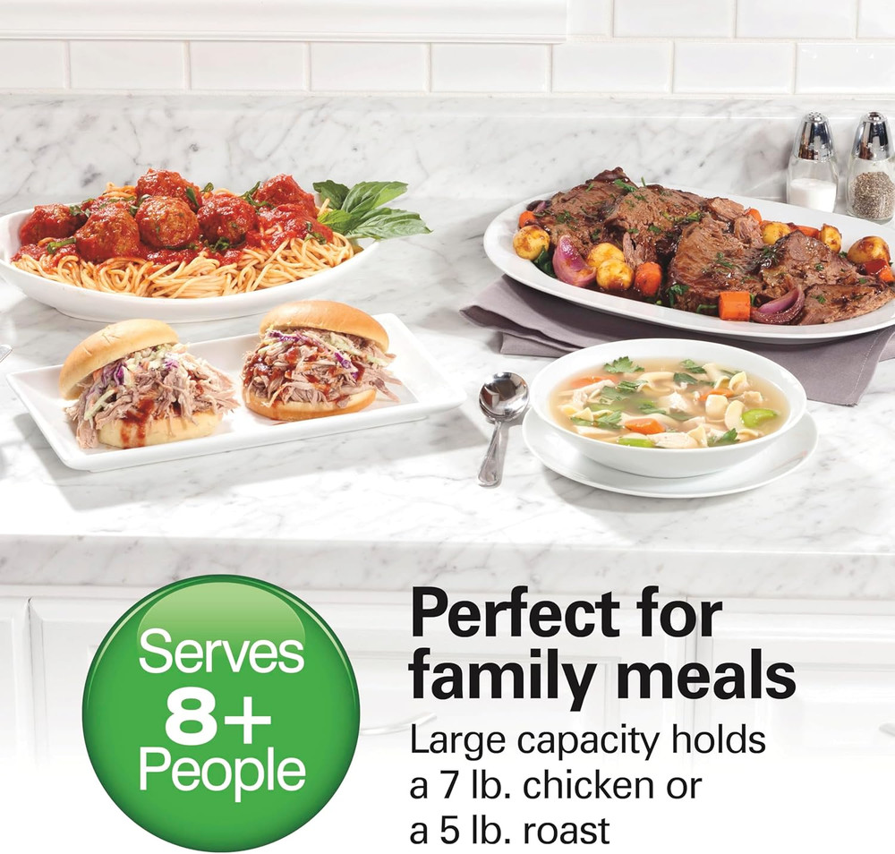 Portable 7 Quart Programmable Slow Cooker with Three Temperature Settings, Lid L