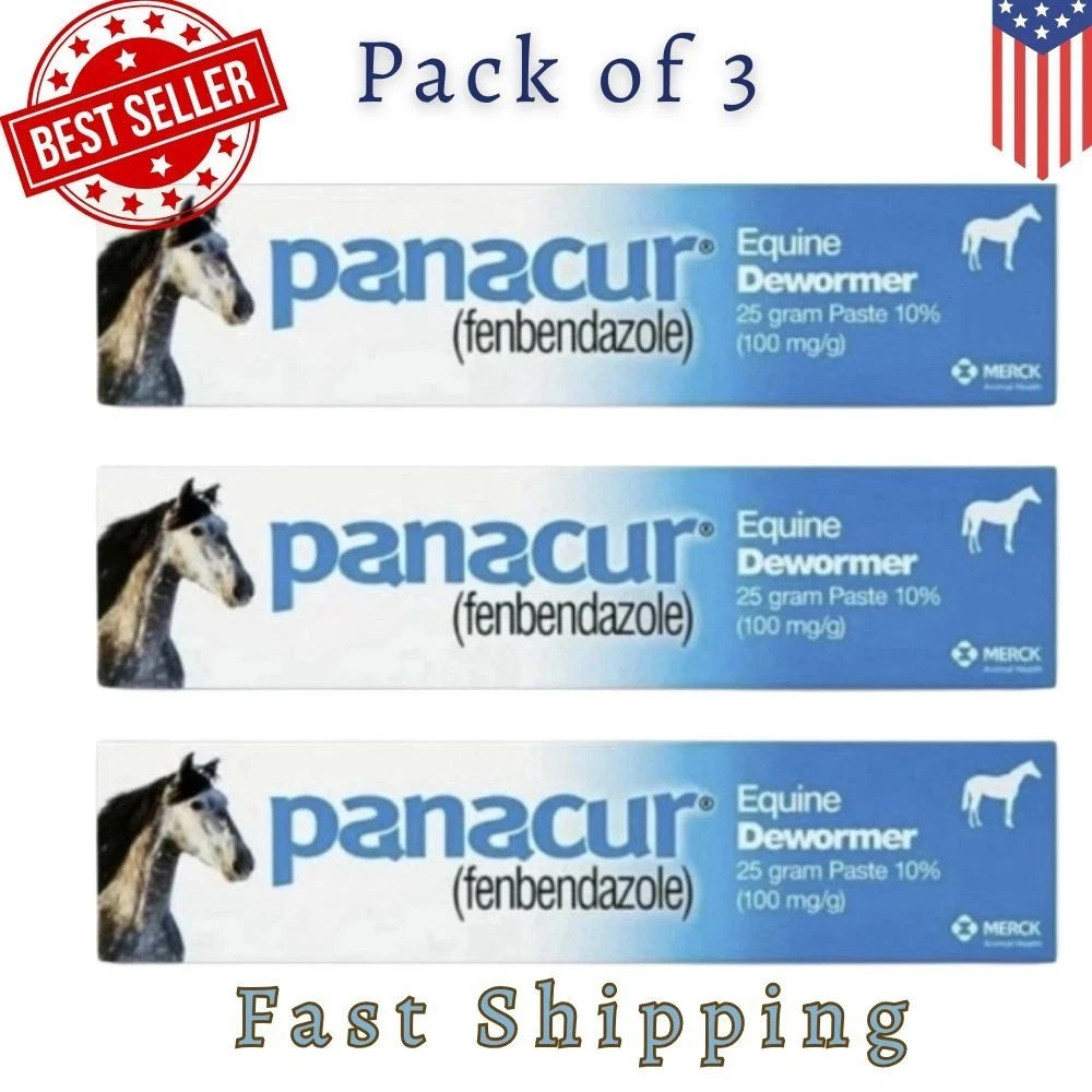 Panacur (3 Pack) Dewormer Horse Paste 10%, 100mg Each