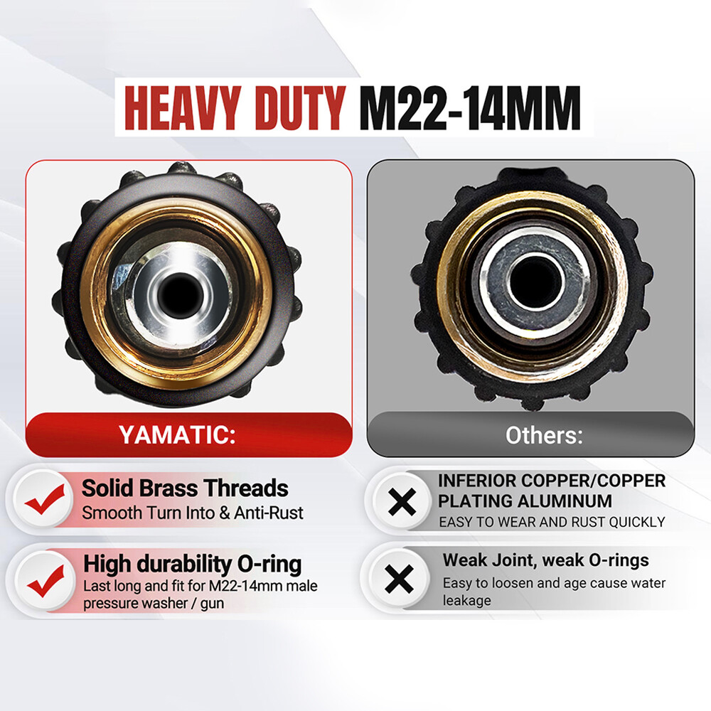 YAMATIC 3200 PSI Pressure Washer Hose 1/4" M22-14/15mm Flexible Pressure Hose