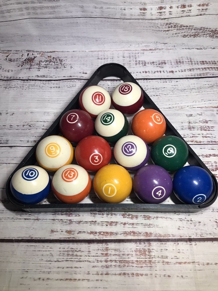 Vintage Incomplete Set DOUBLE CIRCLE Pool Balls Ball Rack Missing 8 Ball