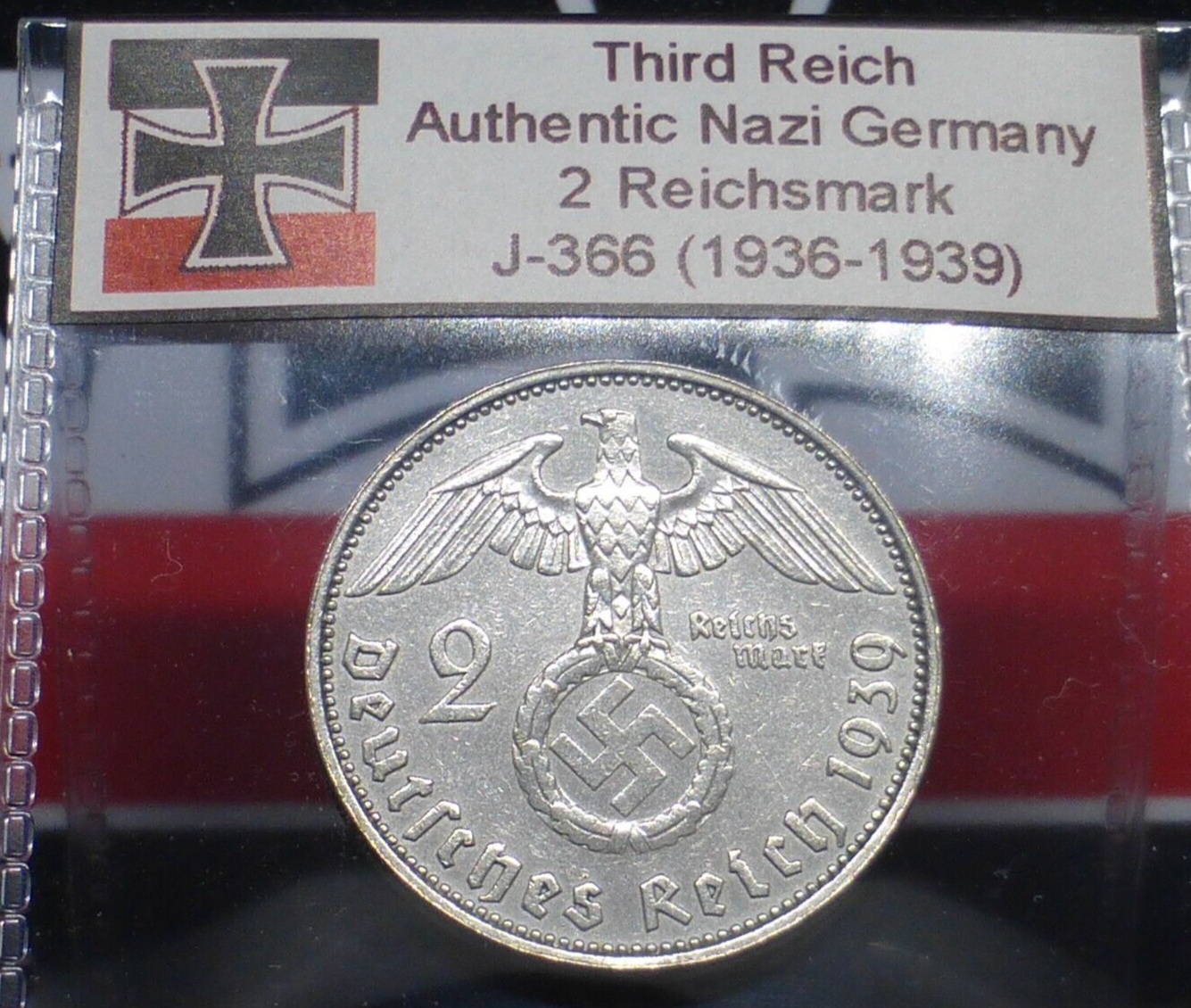 Beautiful Nazi Silver Coin Relic: 2 Reichsmark Historic WW2-Era Artifact, J.366