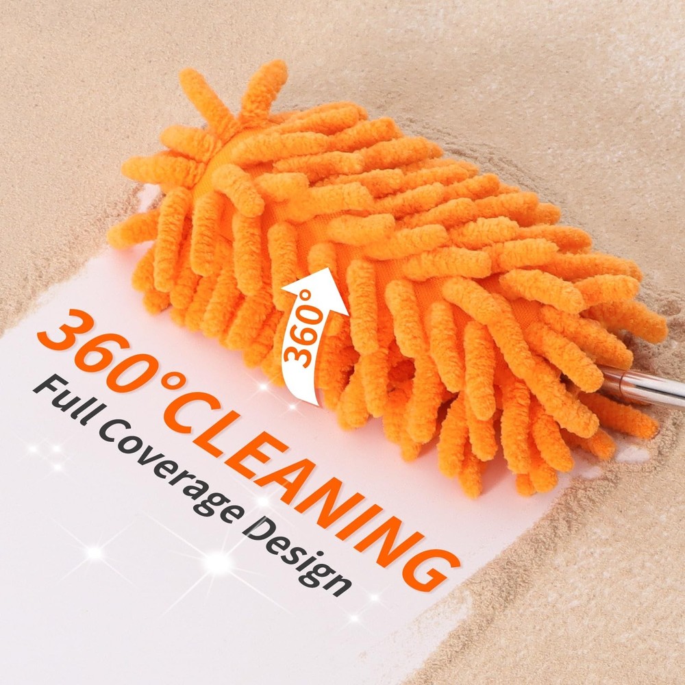 Mini Duster for Cleaning, 360° Bendable Hand Dusters with Extension Pole, W