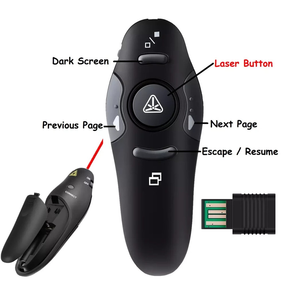 Power point Presentation Remote Wireless USB PPT Presenter Laser Pointer Clicker