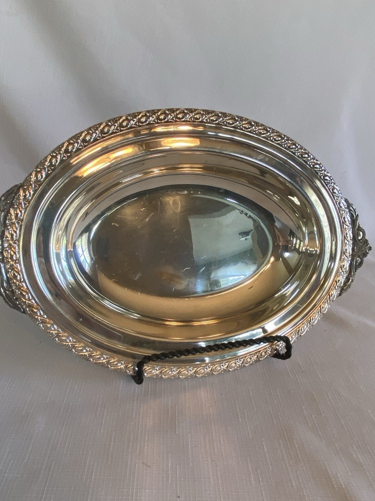 Vintage Silver Plate Decorative Oval Serving Dish Bowl/Lid