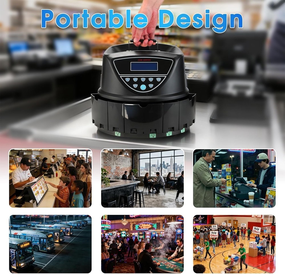 Coin Counter, USD Coin Sorter and Wrapper Machine Sort with Printing-Compatib...