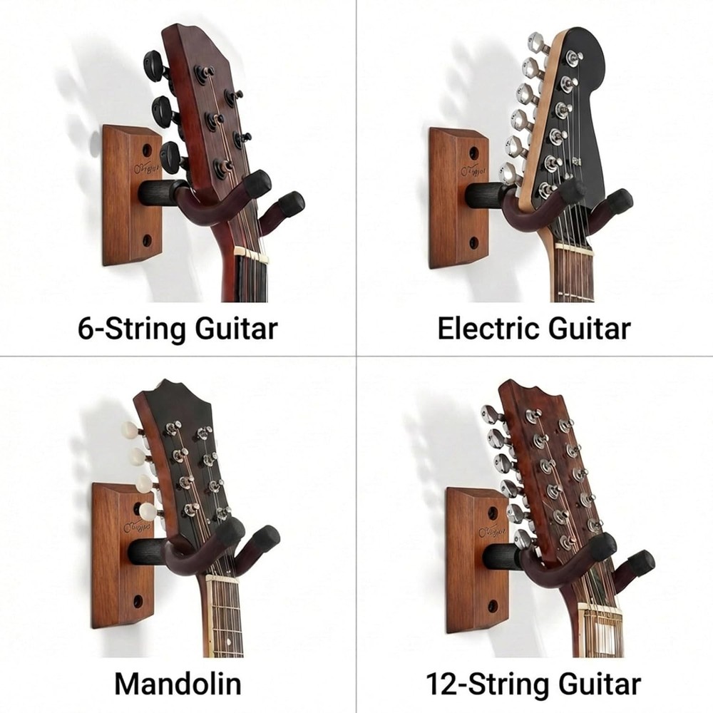 Quick Install Solid Wood Guitar Hanger Set - Perfect for Home & Studio Displays