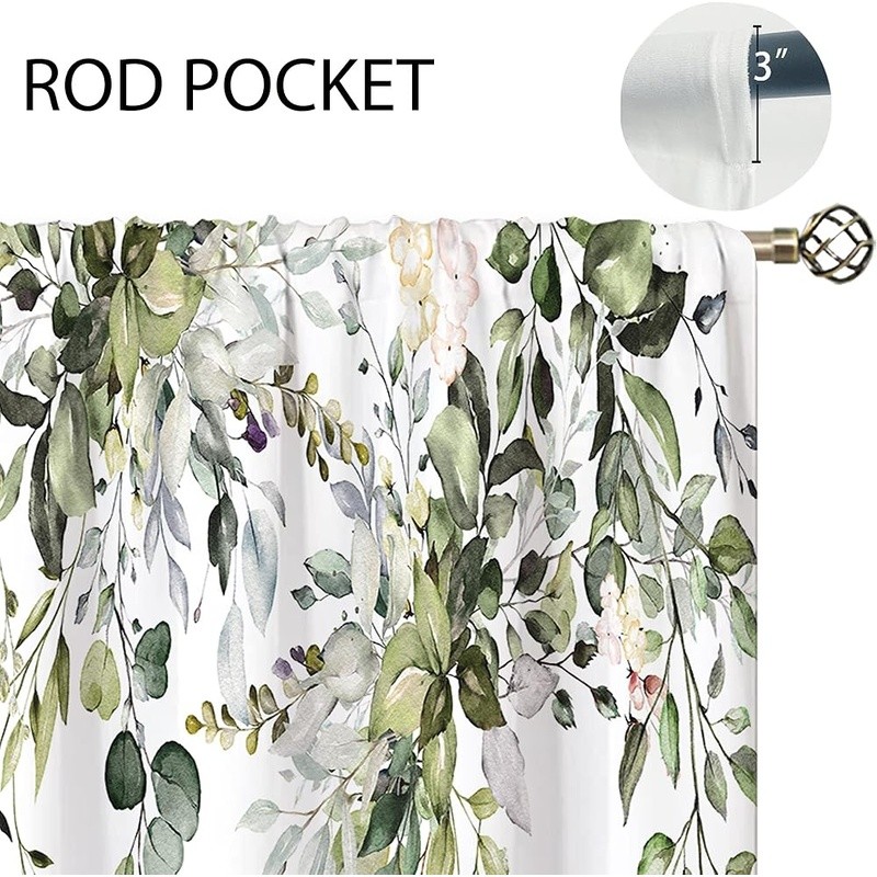 Leaf Kitchen Curtains Light Filtering Polyester Drapes Rustic Home Decor Panels