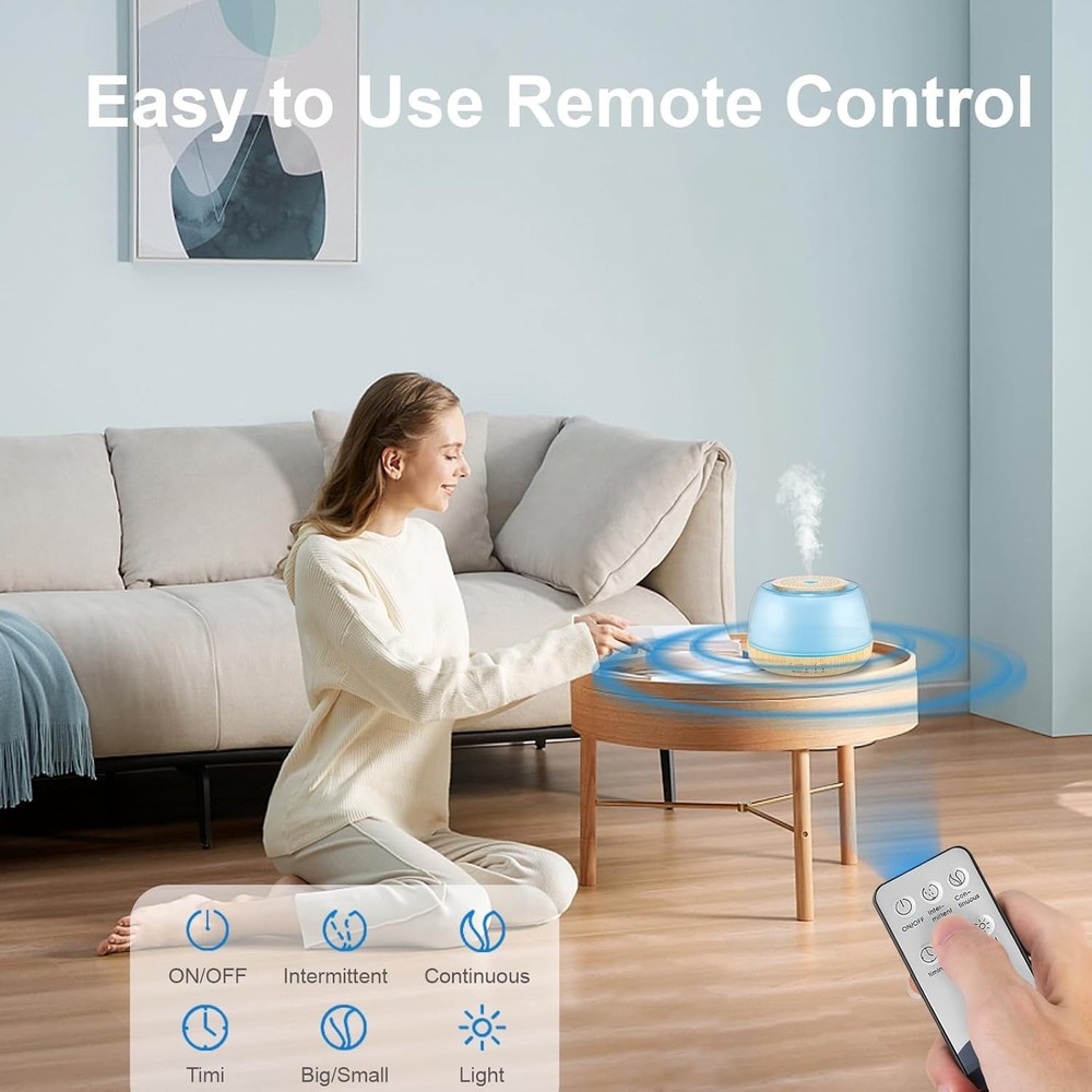 300ml Essential Oil Diffuser with Remote Control, 7-Color LED Lights, 4 Light